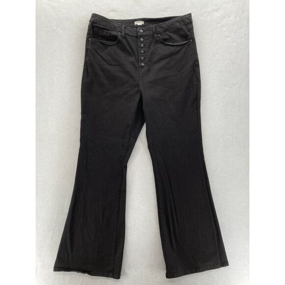 Good American Jeans Women's‎ Plus 22 Flared Leg Black Stretch Denim Button Fly - Picture 1 of 11